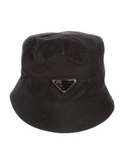 Pre-owned Prada Nylon Bucket Hat In Black