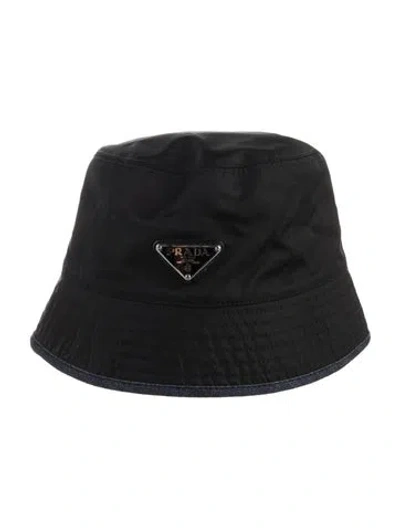 Pre-owned Prada Nylon Bucket Hat In Black