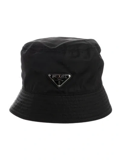 Pre-owned Prada Nylon Bucket Hat In Black