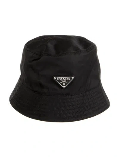 Pre-owned Prada Nylon Bucket Hat In Black