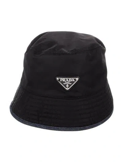 Pre-owned Prada Nylon Bucket Hat In Black