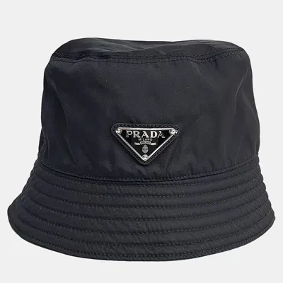 Pre-owned Prada Nylon Bucket Hat In Black