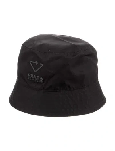 Pre-owned Prada Nylon Bucket Hat In Black