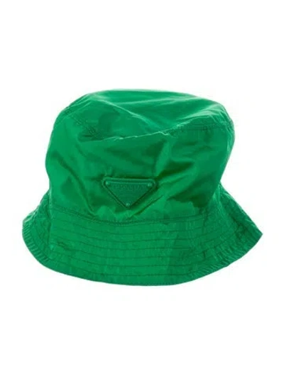 Pre-owned Prada Nylon Bucket Hat In Green