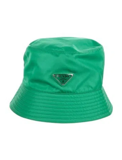 Pre-owned Prada Nylon Bucket Hat In Green