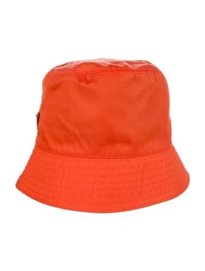Pre-owned Prada Nylon Bucket Hat In Orange