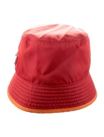 Pre-owned Prada Nylon Bucket Hat In Red