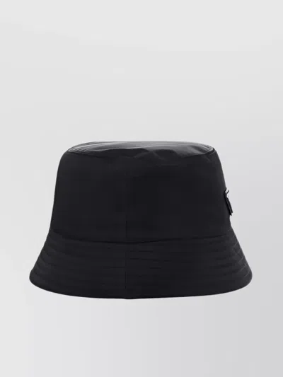 Prada Nylon Bucket Hat Stitched Brim In Black