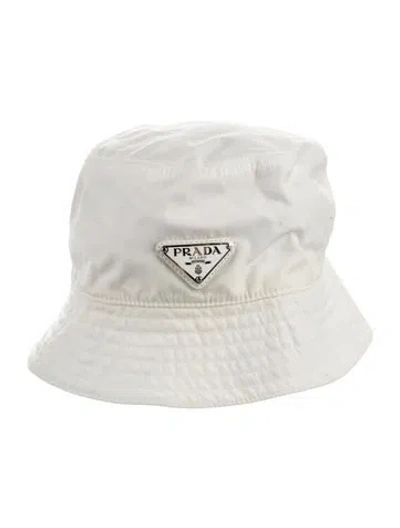 Pre-owned Prada Nylon Bucket Hat In White