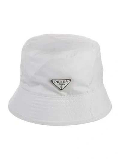 Pre-owned Prada Nylon Bucket Hat In White