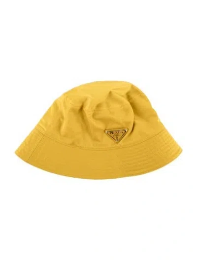 Pre-owned Prada Nylon Bucket Hat In Yellow