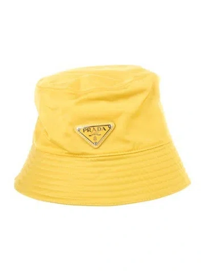 Pre-owned Prada Nylon Bucket Hat In Yellow