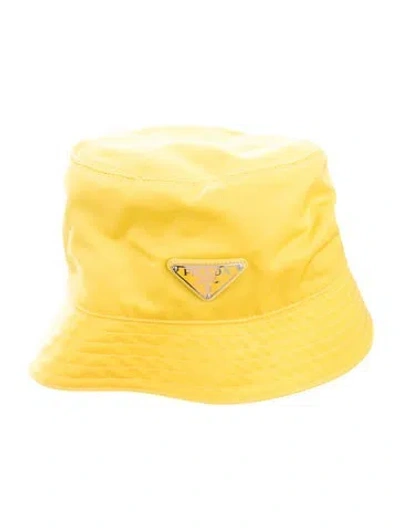 Pre-owned Prada Nylon Bucket Hat In Yellow