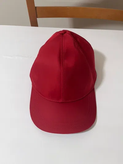 Pre-owned Prada Nylon Cap Size L In Red