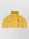 Prada Nylon Cape Adjustable Cuffs Drawstring Hood In Orange