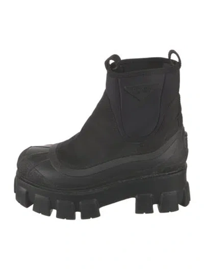 Pre-owned Prada Nylon Chelsea Boots In Black