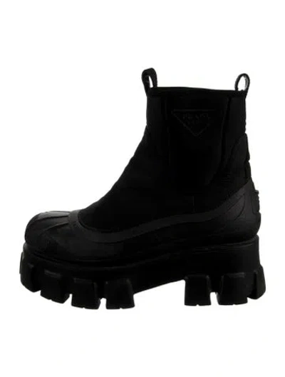 Pre-owned Prada Nylon Chelsea Boots In Black