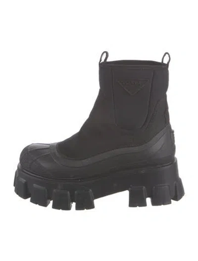Pre-owned Prada Nylon Chelsea Boots In Black