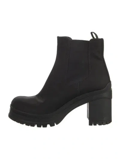 Pre-owned Prada Nylon Chelsea Boots In Black