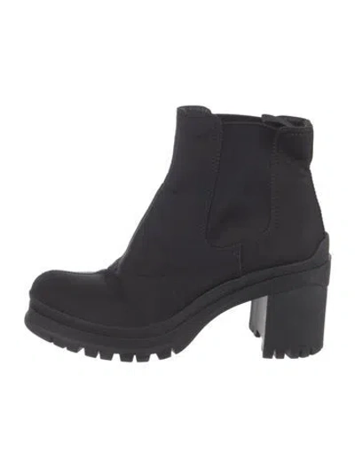 Pre-owned Prada Nylon Chelsea Boots In Black