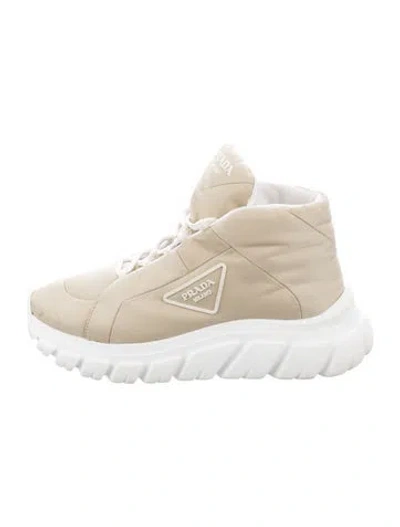 Pre-owned Prada Nylon Chunky Sneakers In Neutrals/white
