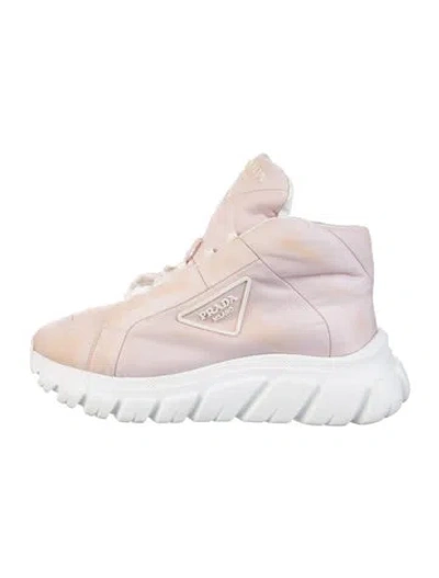 Pre-owned Prada Nylon Chunky Sneakers In Pink