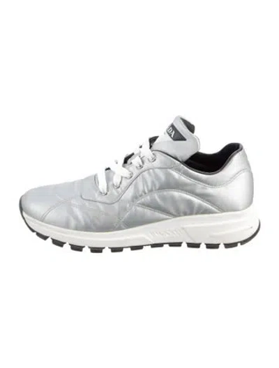 Pre-owned Prada Nylon Chunky Sneakers In Silver