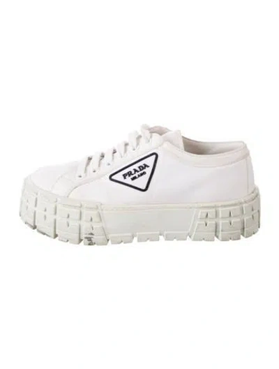 Pre-owned Prada Nylon Chunky Sneakers In White