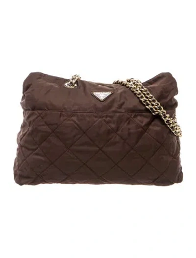 Pre-owned Prada Nylon Clutch In Brown