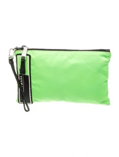 Pre-owned Prada Nylon Clutch In Green