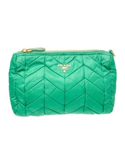 Pre-owned Prada Nylon Clutch In Green