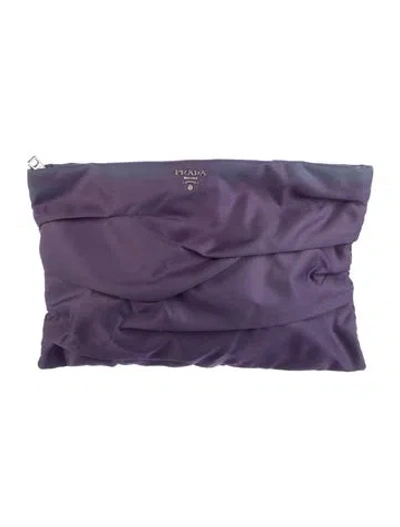 Pre-owned Prada Nylon Clutch In Purple