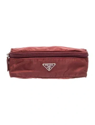 Pre-owned Prada Nylon Clutch Vintage In Burgundy