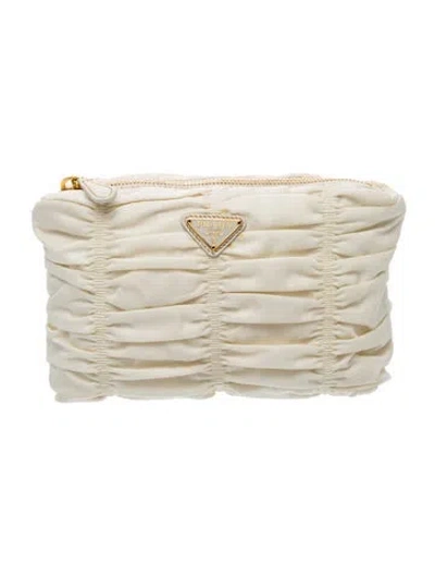 Pre-owned Prada Nylon Clutch In White