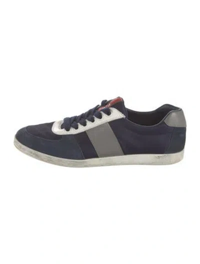 Pre-owned Prada Nylon Colorblock Pattern Athletic Sneakers In Blue