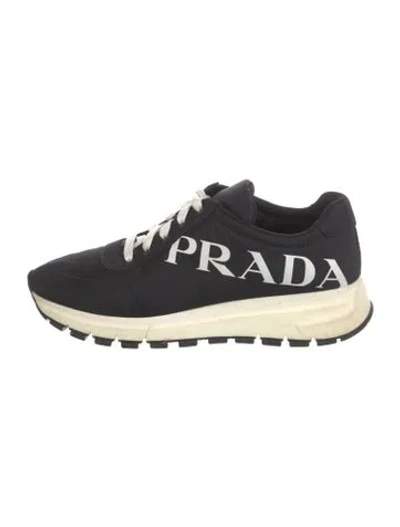 Pre-owned Prada Nylon Colorblock Pattern Sneakers In Black