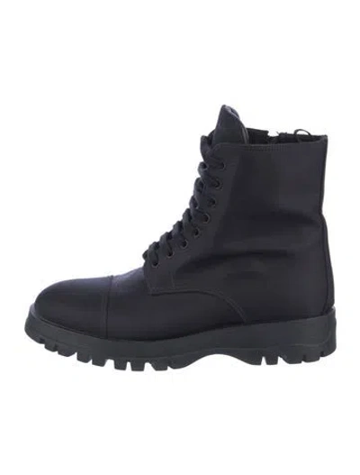 Pre-owned Prada Nylon Combat Boots In Black
