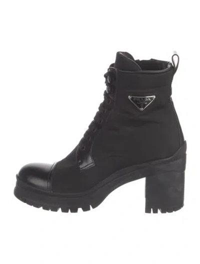 Pre-owned Prada Nylon Combat Boots In Black
