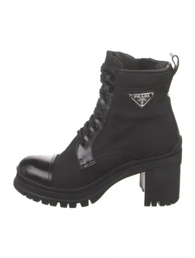 Pre-owned Prada Nylon Combat Boots In Black