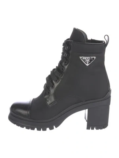 Pre-owned Prada Nylon Combat Boots In Black
