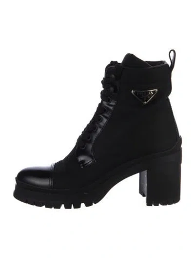 Pre-owned Prada Nylon Combat Boots In Black