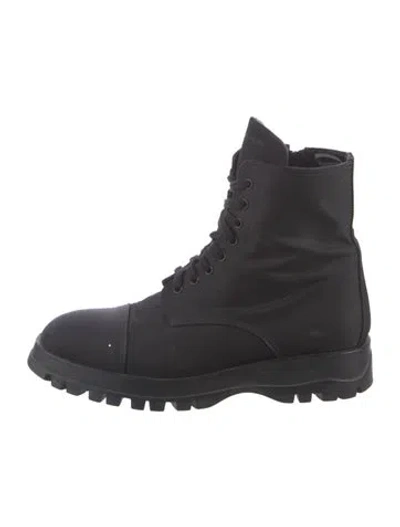 Pre-owned Prada Nylon Combat Boots In Black