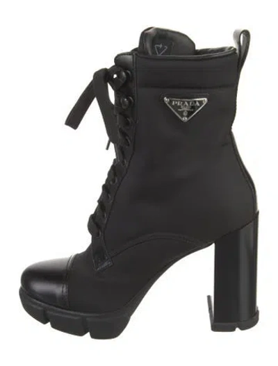 Pre-owned Prada Nylon Combat Boots In Black