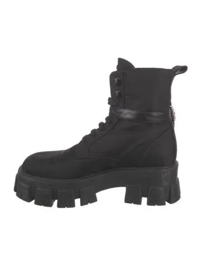 Pre-owned Prada Nylon Combat Boots In Black