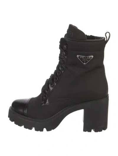 Pre-owned Prada Nylon Combat Boots In Black