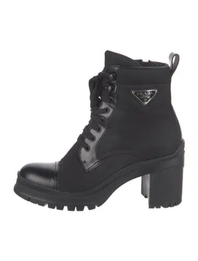 Pre-owned Prada Nylon Combat Boots In Black