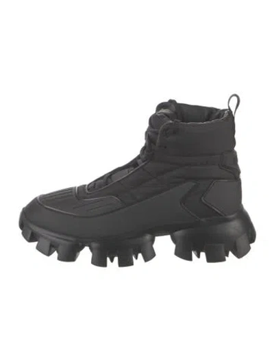 Pre-owned Prada Nylon Combat Boots In Black