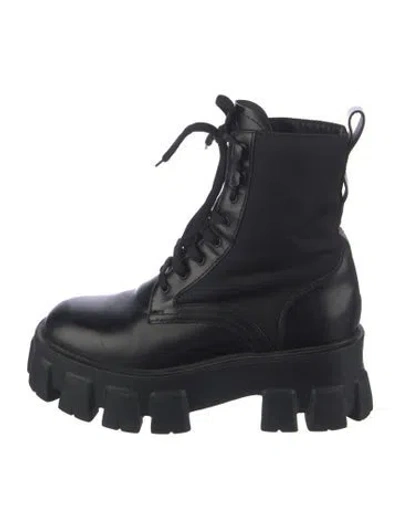 Pre-owned Prada Nylon Combat Boots In Black