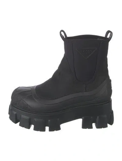 Pre-owned Prada Nylon Combat Boots In Black