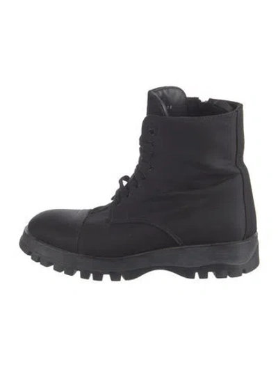 Pre-owned Prada Nylon Combat Boots In Black